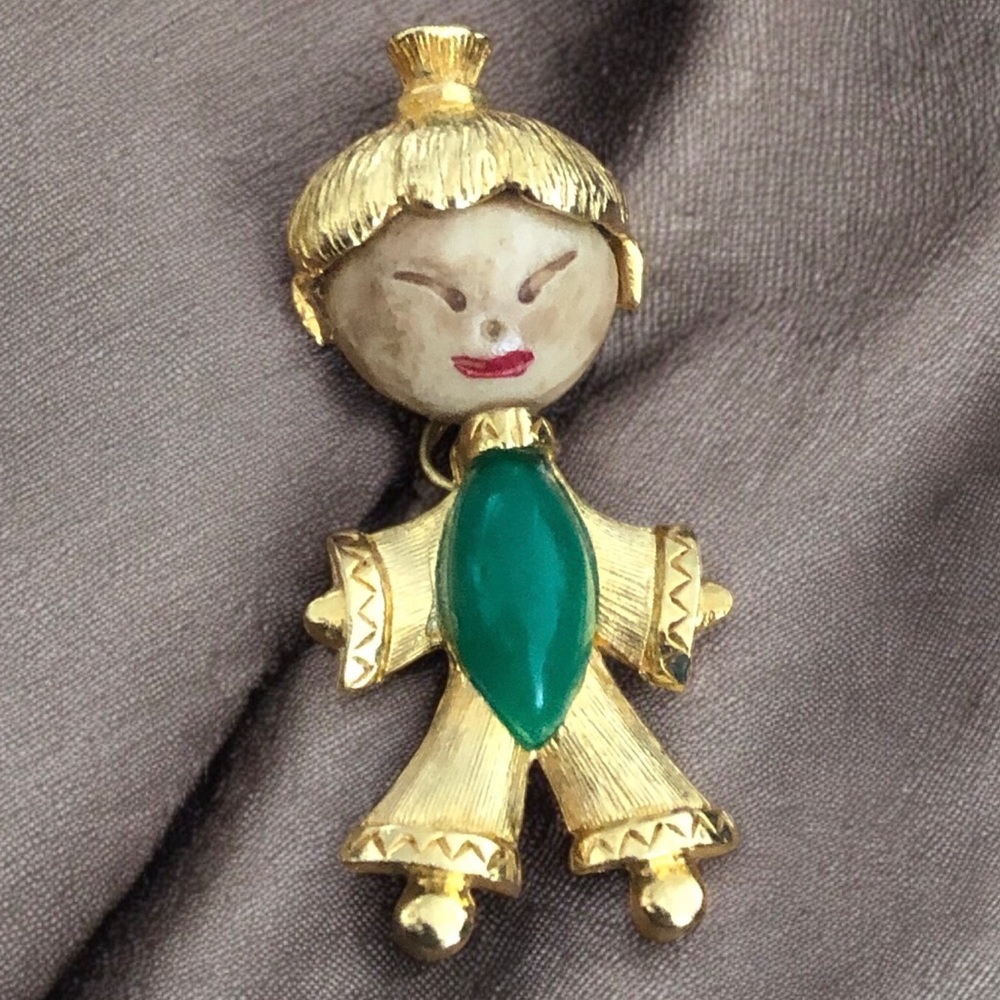 Vintage Asian Person Articulated Pin